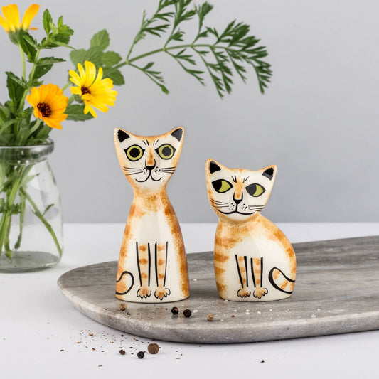 Handmade Ginger Cat Salt and Pepper Shakers - Hannah Turner's Pottery - Peppy & Sage