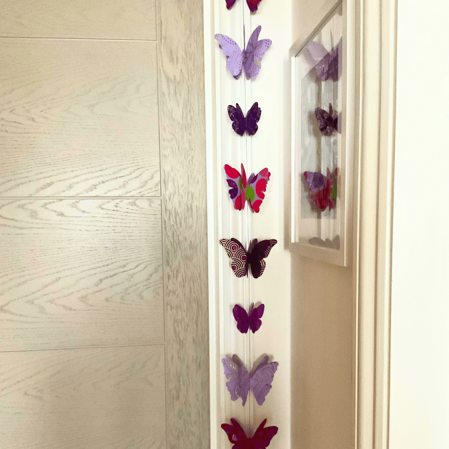 Handmade Paper 3d String of Butterflies 100cm - Choose from Blue, Pink, Purple - Peppy & Sage