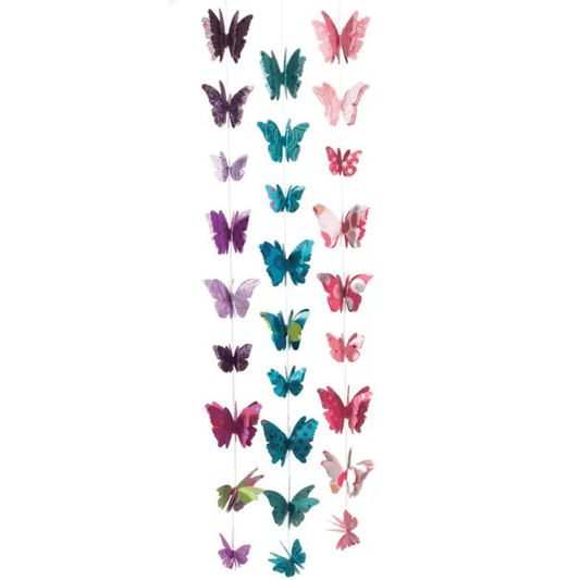 Handmade Paper 3d String of Butterflies 100cm - Choose from Blue, Pink, Purple - Peppy & Sage