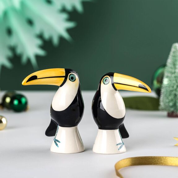 Handmade Toucan Salt and Pepper Shakers - Hannah Turner's Pottery - Peppy & Sage