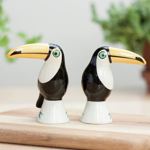 Handmade Toucan Salt and Pepper Shakers - Hannah Turner's Pottery - Peppy & Sage