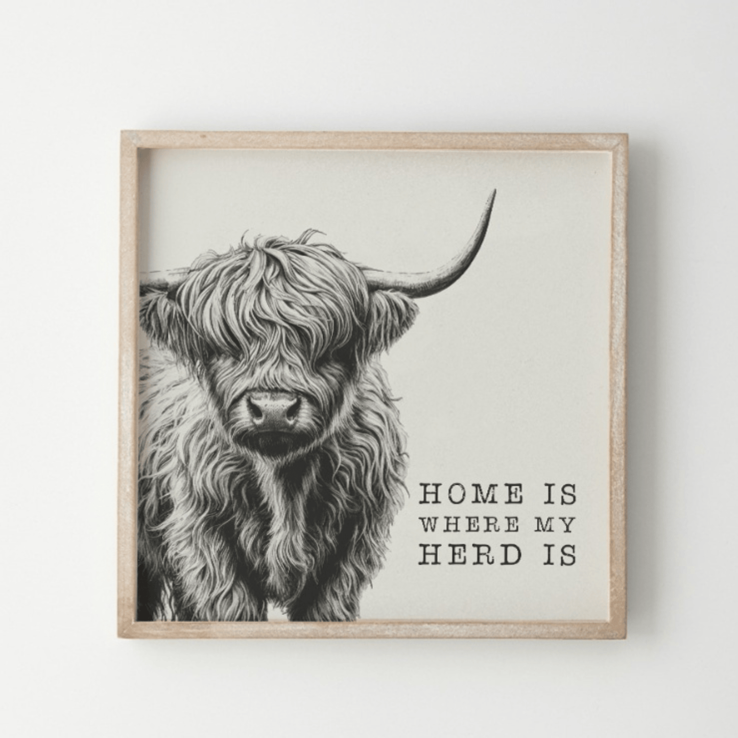 Highland Cow Art - Home is where my herd is! 25cm - Peppy & Sage