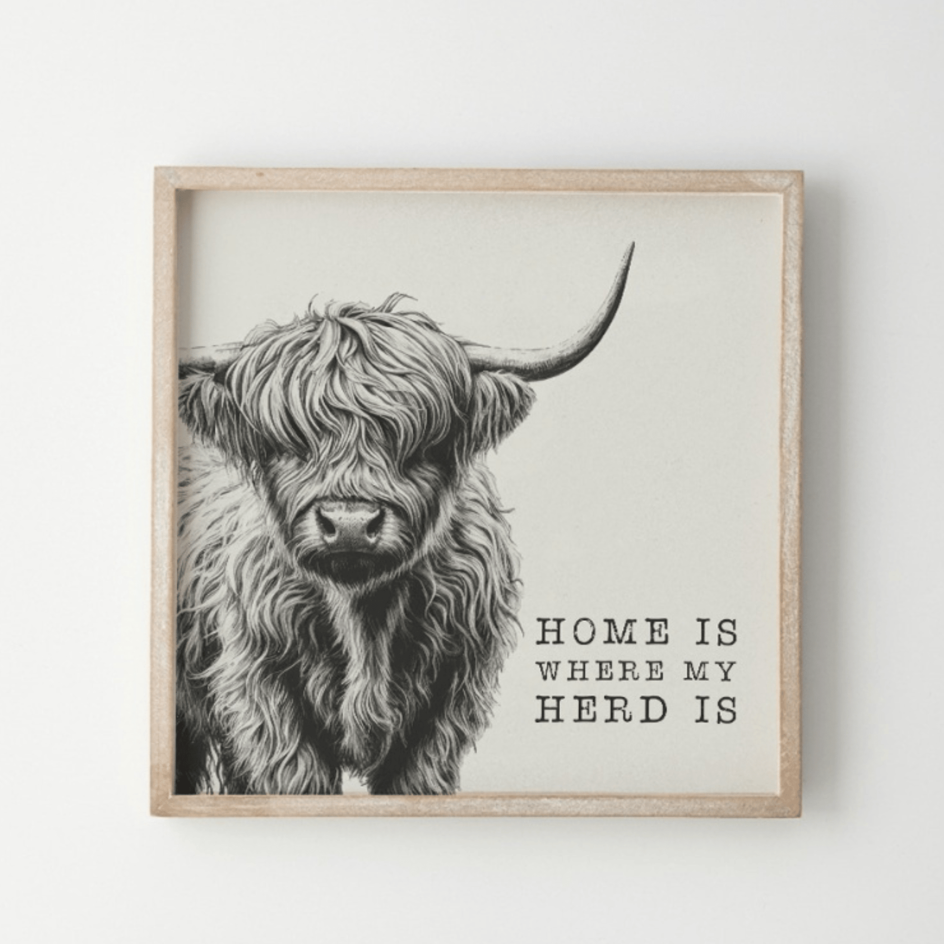 Highland Cow Art - Home is where my herd is! 25cm - Peppy & Sage