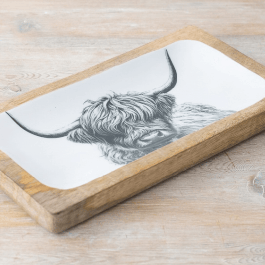 Highland Cow Design Enamel Tray 30cm - Peppy & Sage