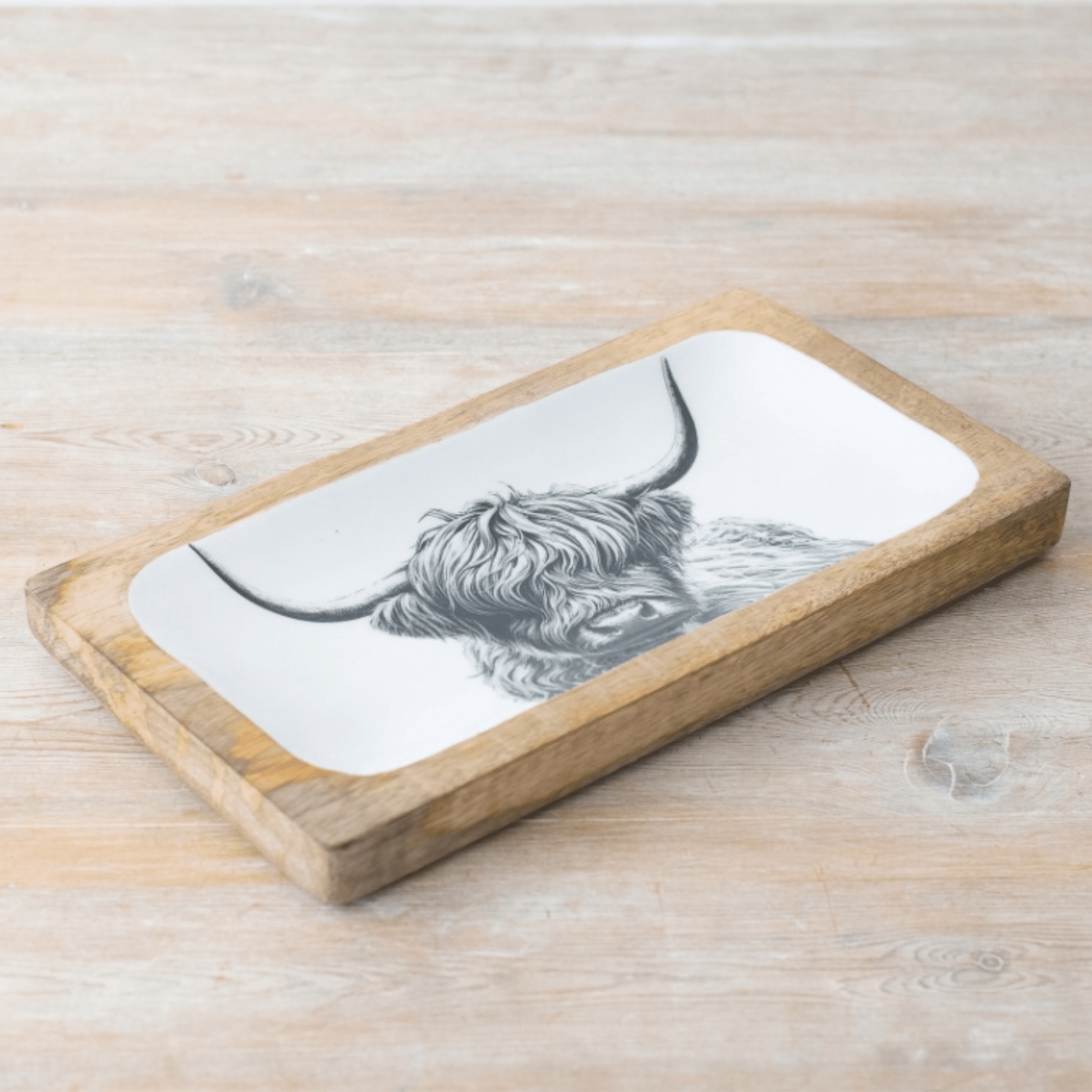 Highland Cow Design Enamel Tray 30cm - Peppy & Sage