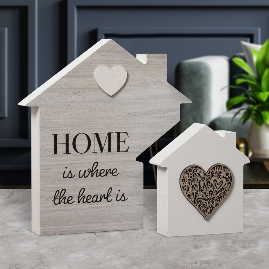 Home is Where the Heart Is Wooden House Plaque - Peppy & Sage