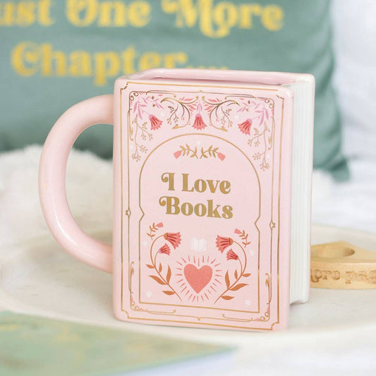 I Love Books Pink Book Shaped Mug - Peppy & Sage