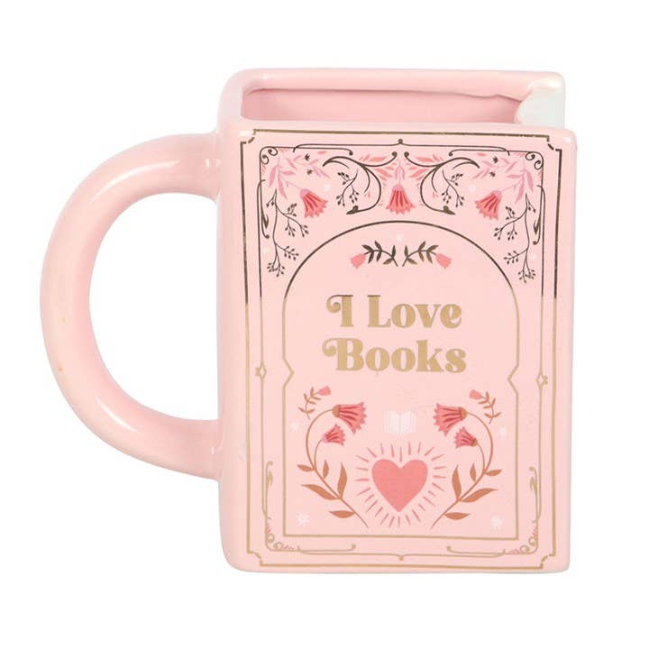 I Love Books Pink Book Shaped Mug - Peppy & Sage