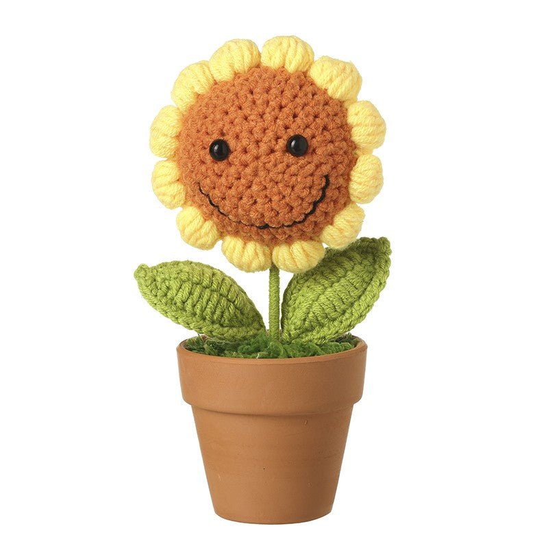 Knitted Smiley Sunflower In A Pot - Peppy & Sage