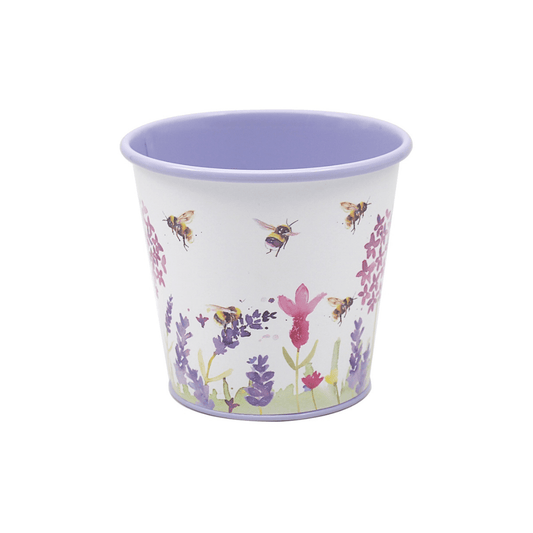 Lavender and Bee Metal Planter 13cm - Peppy & Sage