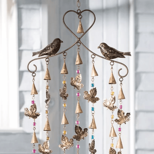 Leaf/Bird Windchime Mobile with Mixed Beads 86cm - Peppy & Sage