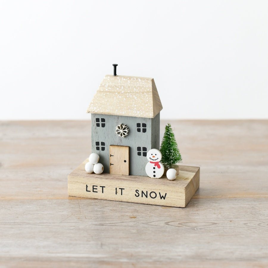 Let It Snow Wooden House 12cm - Peppy & Sage