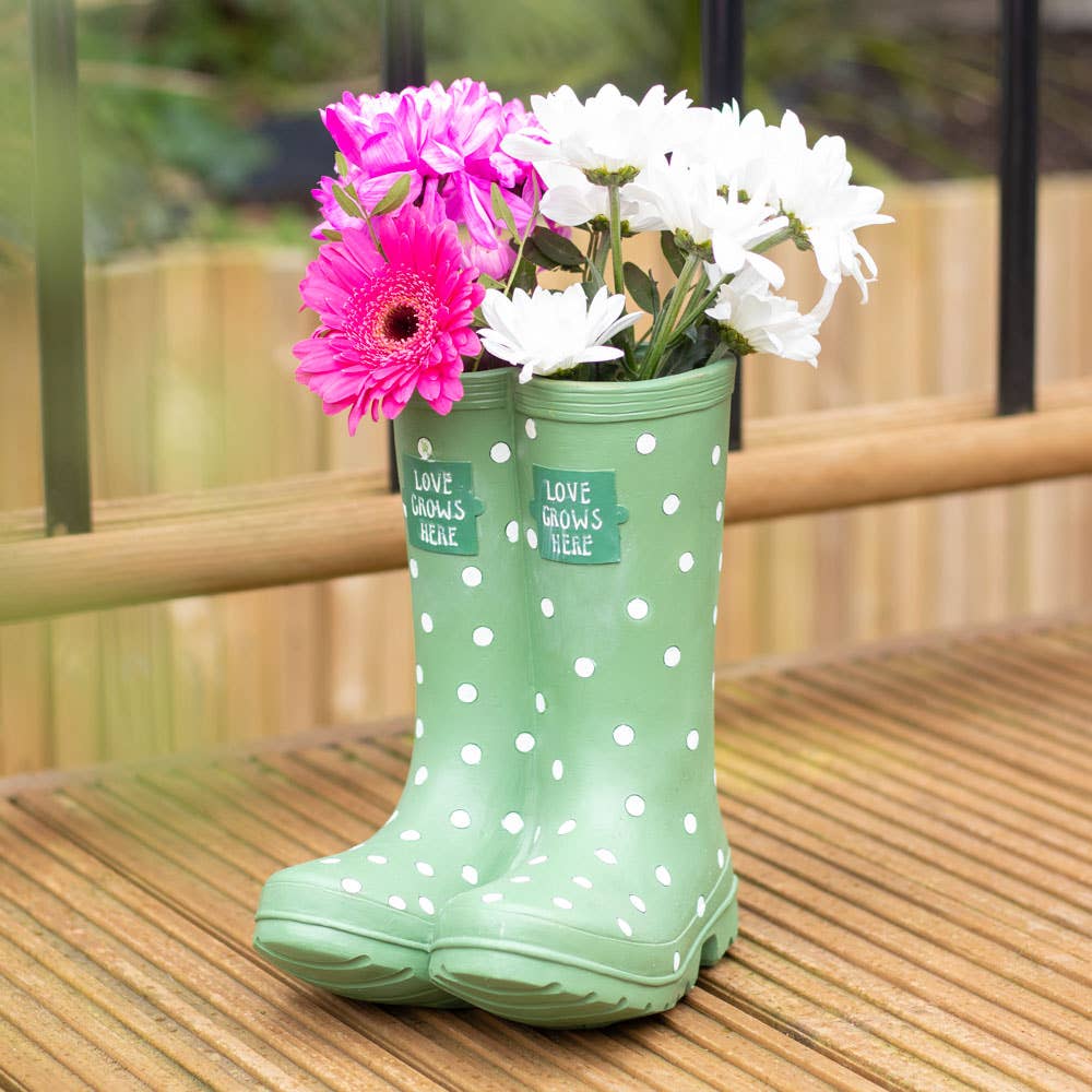 Light Green Welly Boot Planter - Peppy & Sage