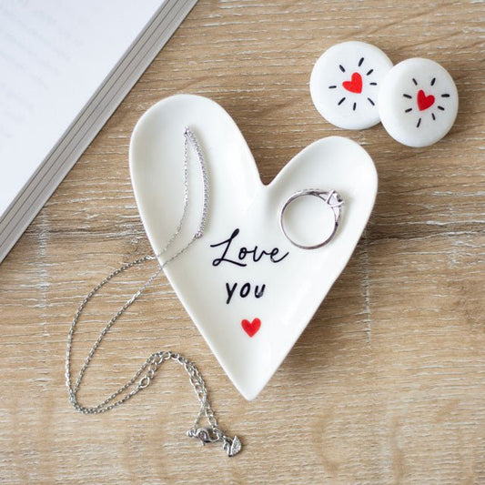 Love You Heart Shaped Valentine's Day Trinket Dish - Peppy & Sage