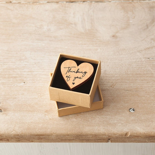 Mini Wooden Heart Token "Thinking of You” 4cm - Peppy & Sage