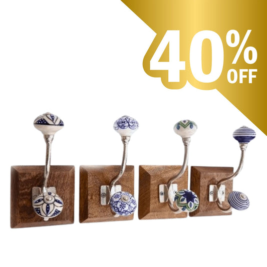Natural Wood Double Wall Hooks - Choose Design - Peppy & Sage
