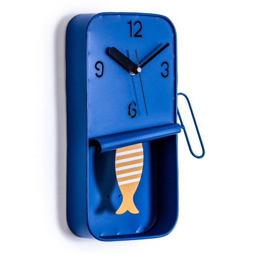 Navy Blue Metal Sardine Tin Pendulum Wall Clock - Peppy & Sage