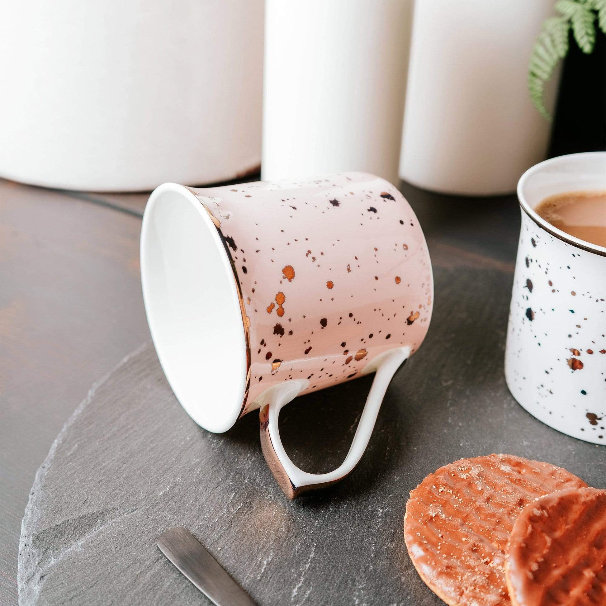 Pink and Gold Speckle Fine Bone China Mug - Peppy & Sage