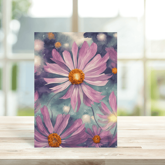 Pink Cosmos Greetings Card - Peppy & Sage