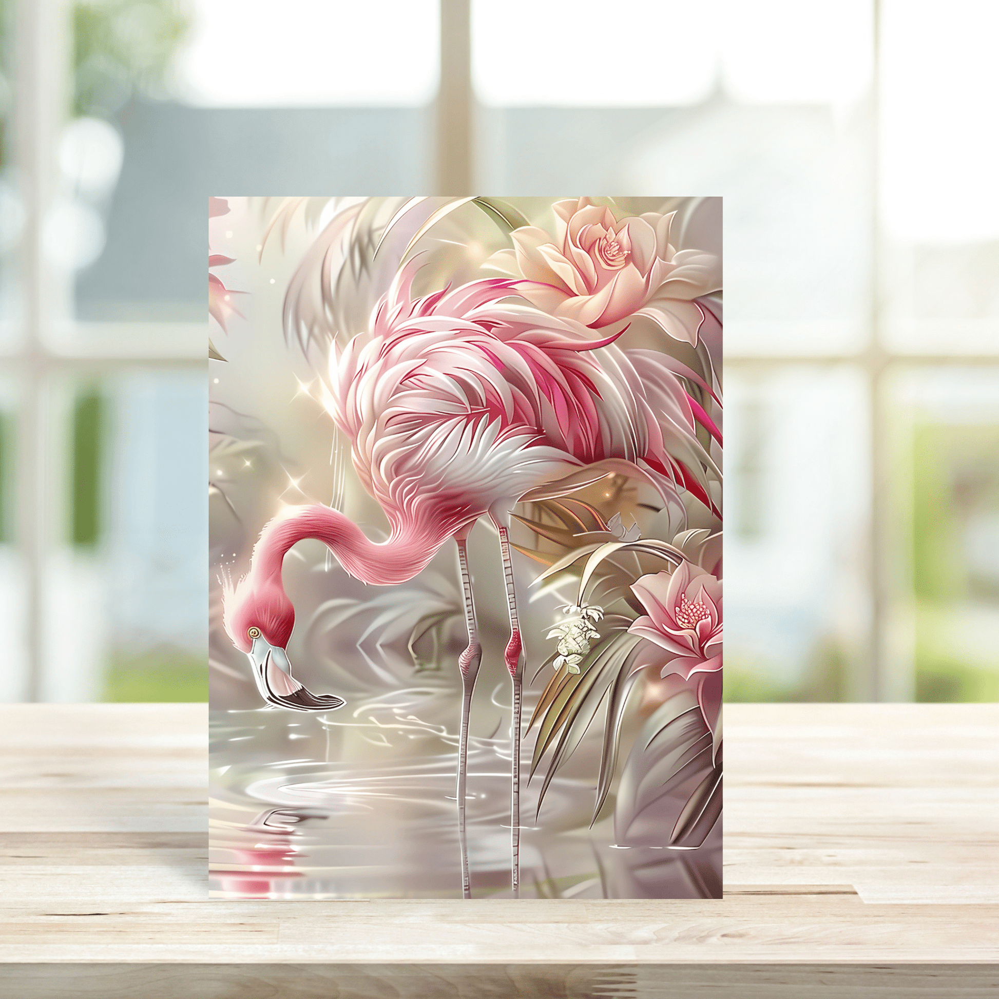 Pink Flamingo Greetings Card - Peppy & Sage