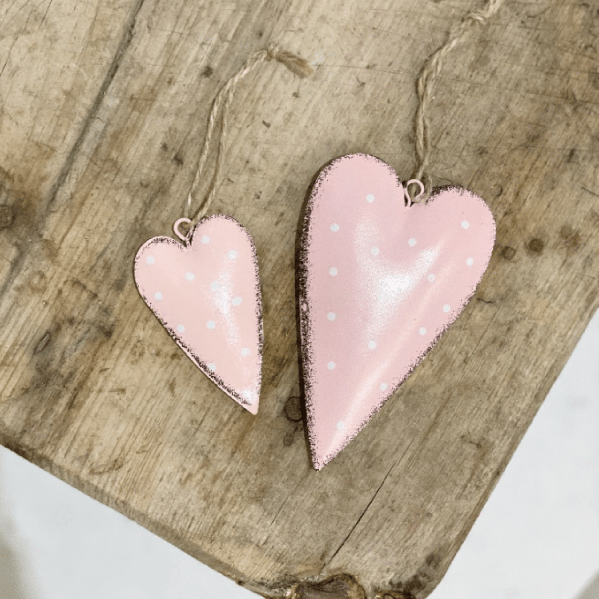 Pink Metal Spotted Heart 11cm - Peppy & Sage