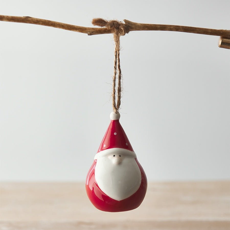 Plump Little Ceramic Santa Gonk Hanger 8cm - Peppy & Sage