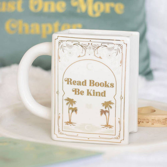 Read Books, Be Kind White Book Shaped Mug - Peppy & Sage