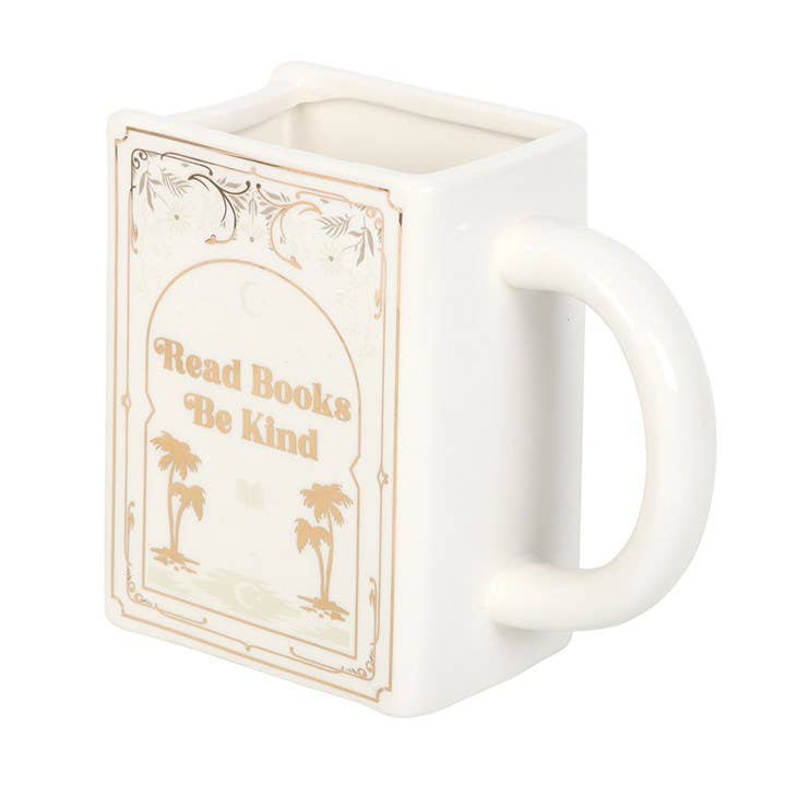 Read Books, Be Kind White Book Shaped Mug - Peppy & Sage