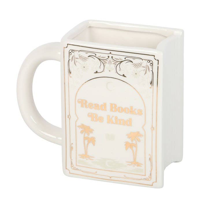 Read Books, Be Kind White Book Shaped Mug - Peppy & Sage
