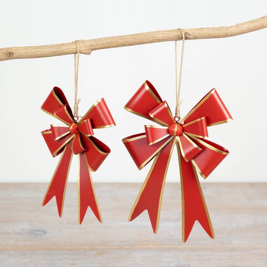 Red & Gold Bow Hanger, 14.5cm - Peppy & Sage