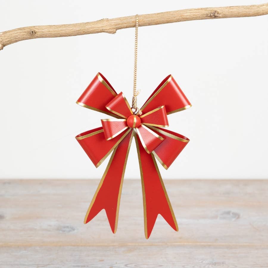 Red & Gold Bow Hanger, 14.5cm - Peppy & Sage