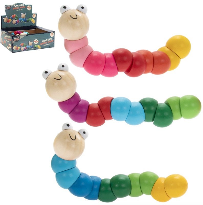 Retro Wooden Wiggly Worm - Choose Colour - Peppy & Sage