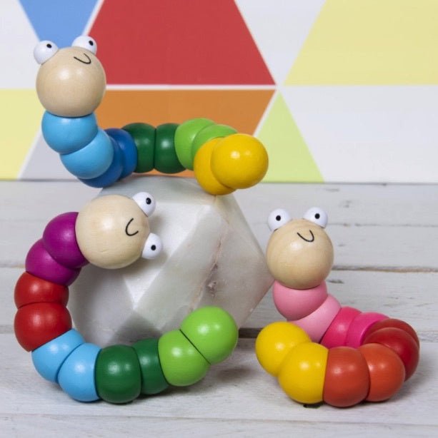 Retro Wooden Wiggly Worm - Choose Colour - Peppy & Sage