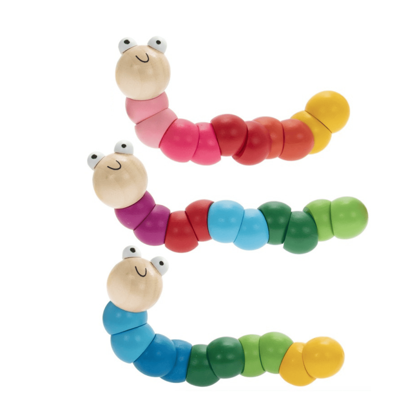 Retro Wooden Wiggly Worm - Choose Colour - Peppy & Sage