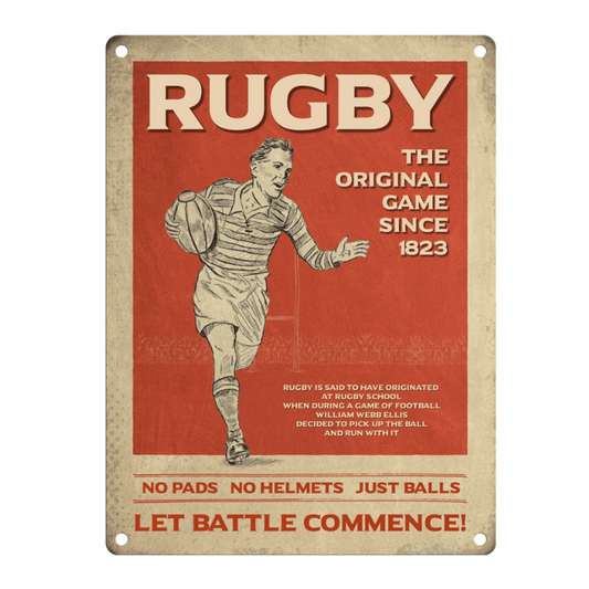 Rugby - Let Battle Commence Metal Sign 20cm - Peppy & Sage