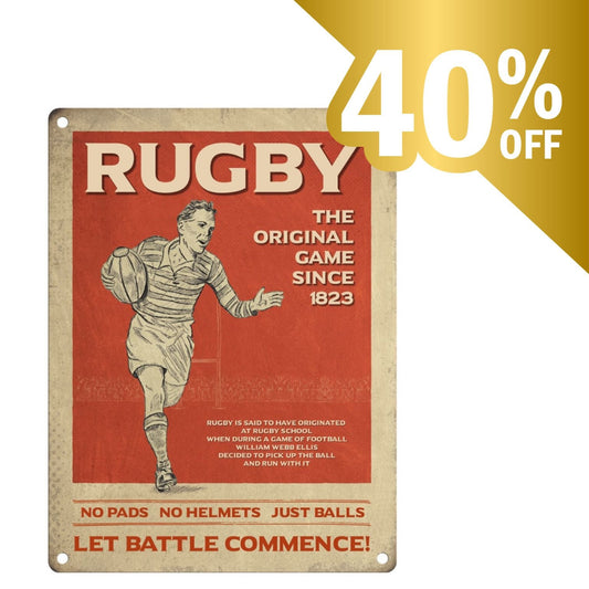 Rugby - Let Battle Commence Metal Sign 20cm - Peppy & Sage