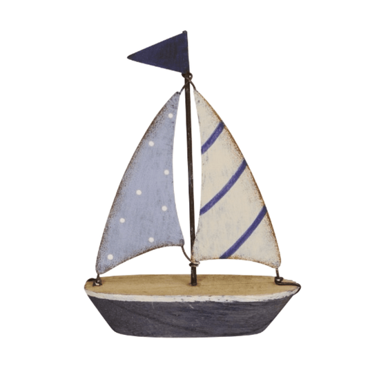 Sail Boat Ornament with Metal Sails 17.5cm - Peppy & Sage