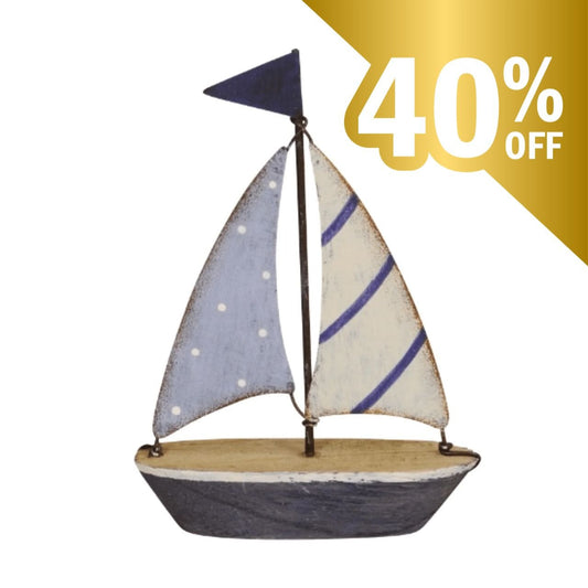 Sail Boat Ornament with Metal Sails 17.5cm - Peppy & Sage