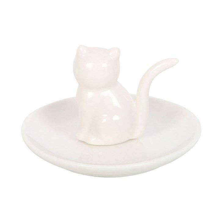 Sitting White Cat Face Trinket Dish - Peppy & Sage