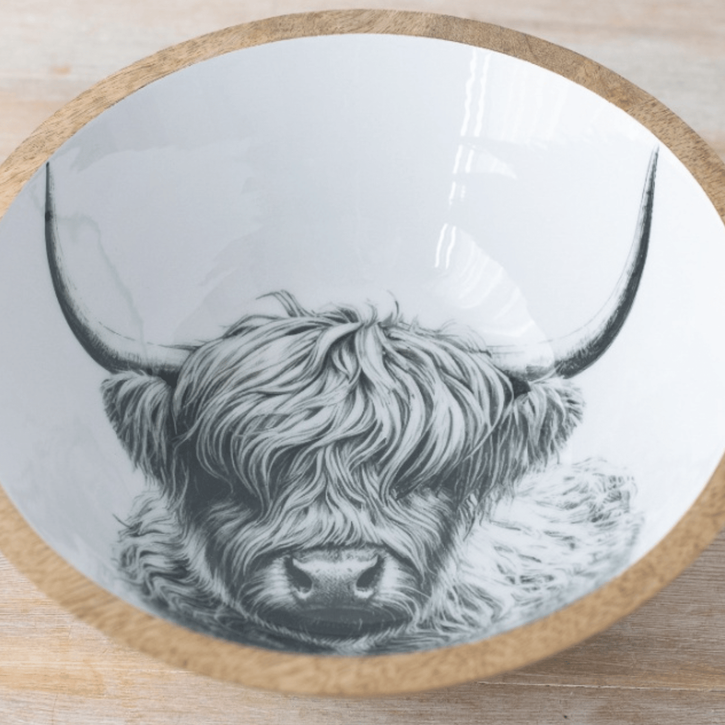 Small Highland Cow Enamel Bowl 17cm - Peppy & Sage