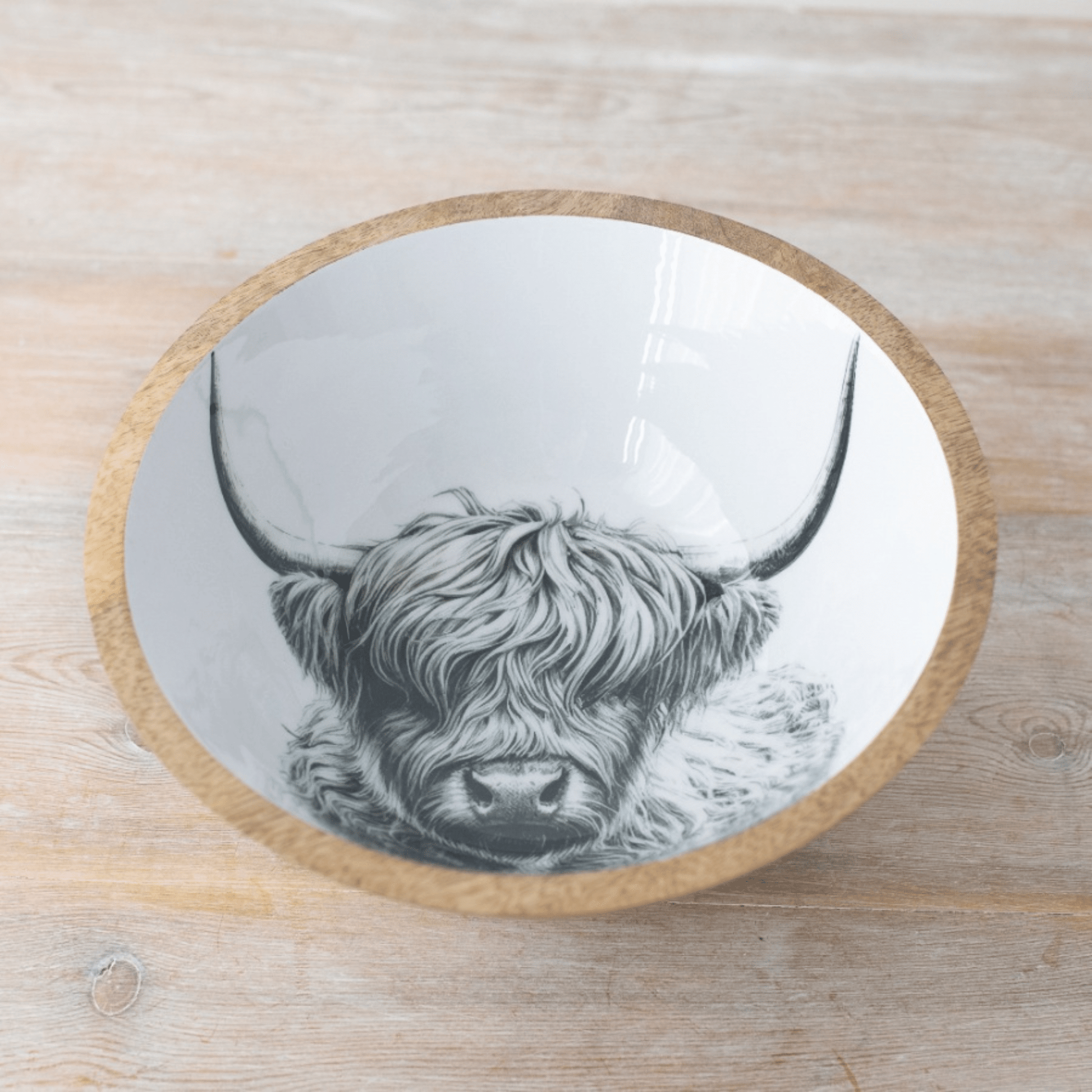 Small Highland Cow Enamel Bowl 17cm - Peppy & Sage