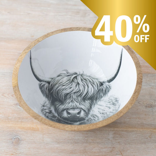 Small Highland Cow Enamel Bowl 17cm - Peppy & Sage