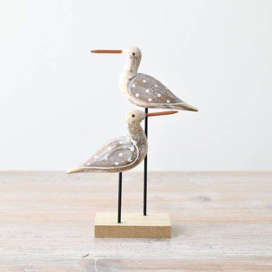 Spotty Birds On Wood Stand, 20.5cm - Peppy & Sage