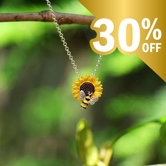 Sunflower with Bee Yellow Flower Pendant Necklace - Peppy & Sage