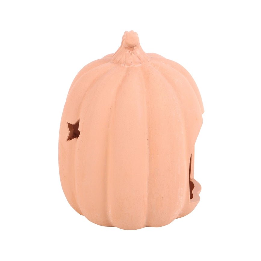 Terracotta Autumn and Halloween Pumpkin Tealight Holder 9cm - Peppy & Sage