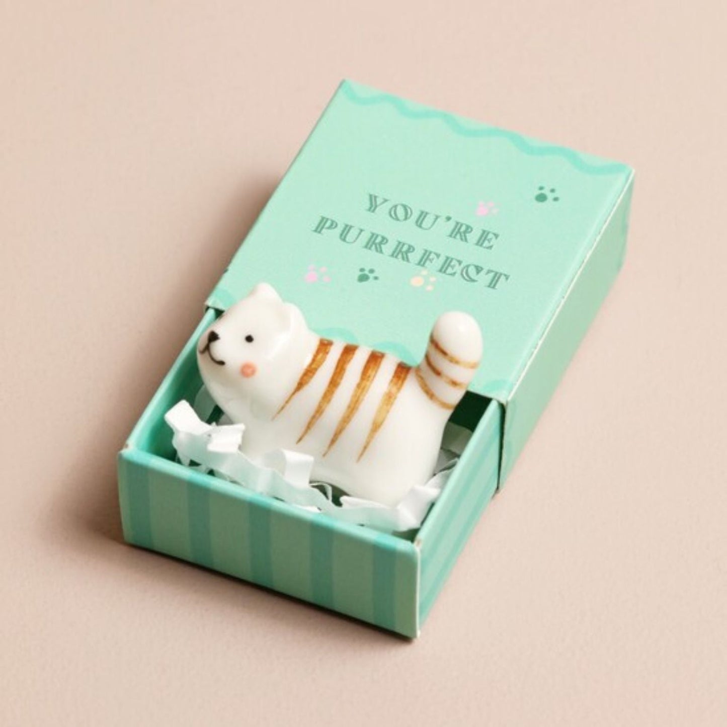 Tiny Ceramic Gift In A Box Cat Your'e Pawfect - Peppy & Sage