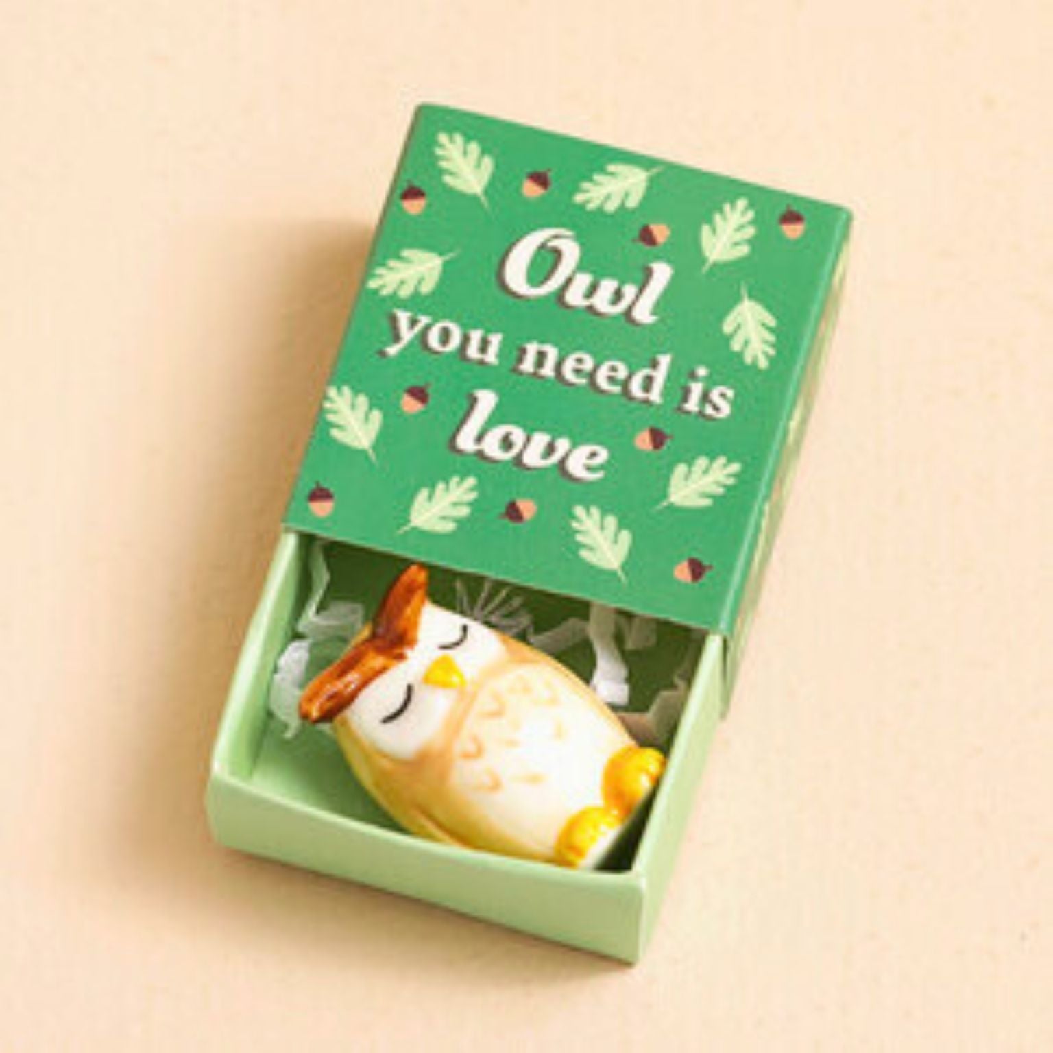 Tiny Ceramic Gift In A Box Owl - Peppy & Sage