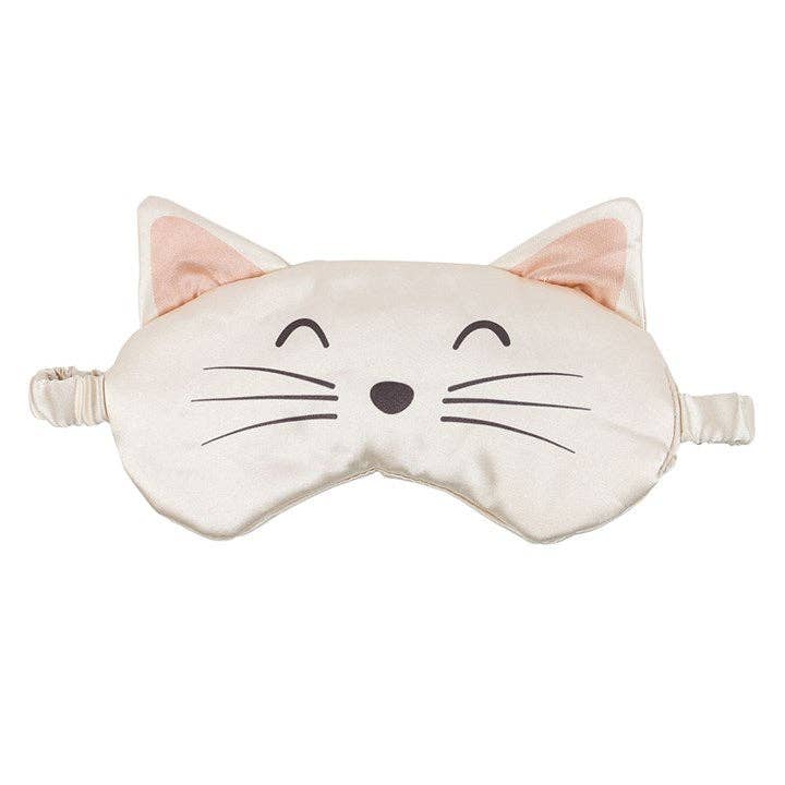 White Cat Face Satin Eye Mask - Peppy & Sage