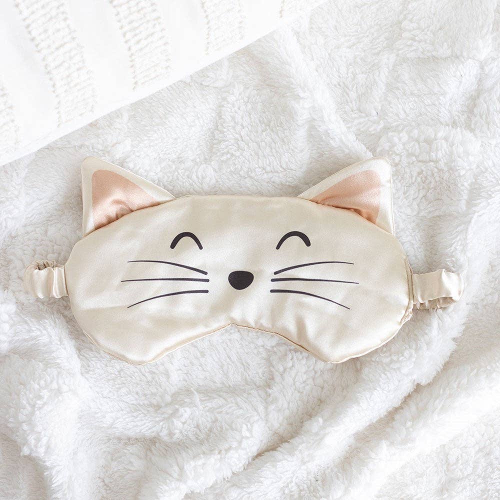 White Cat Face Satin Eye Mask - Peppy & Sage