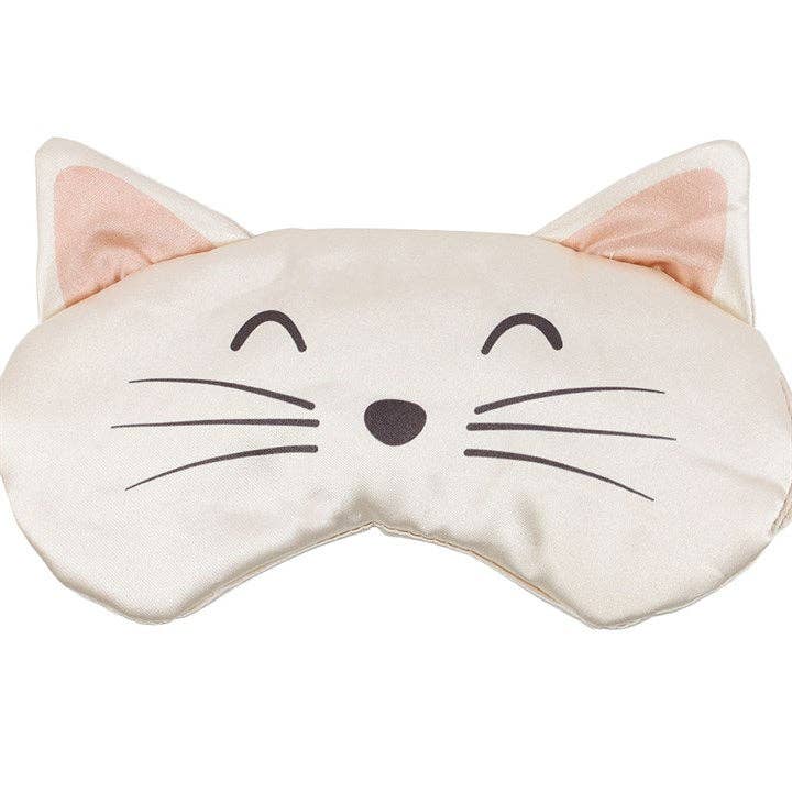 White Cat Face Satin Eye Mask - Peppy & Sage